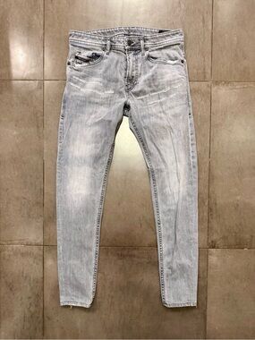 Diesel Thommer Distressed Gray Slim Jeans, Men’s Size 30 (009DC Stretch)